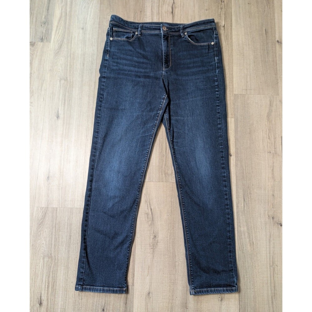 J Jill Jeans Size 12 Straight Leg High Rise Stretch Dark Wash Blue Denim Jeans